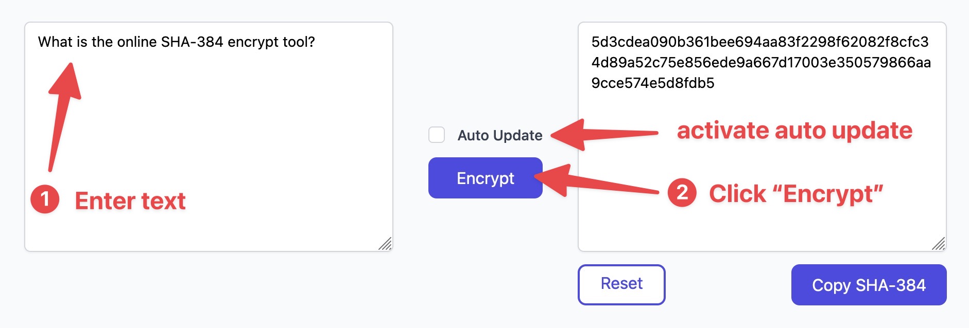 How to use SHA-384 Encrypt tool