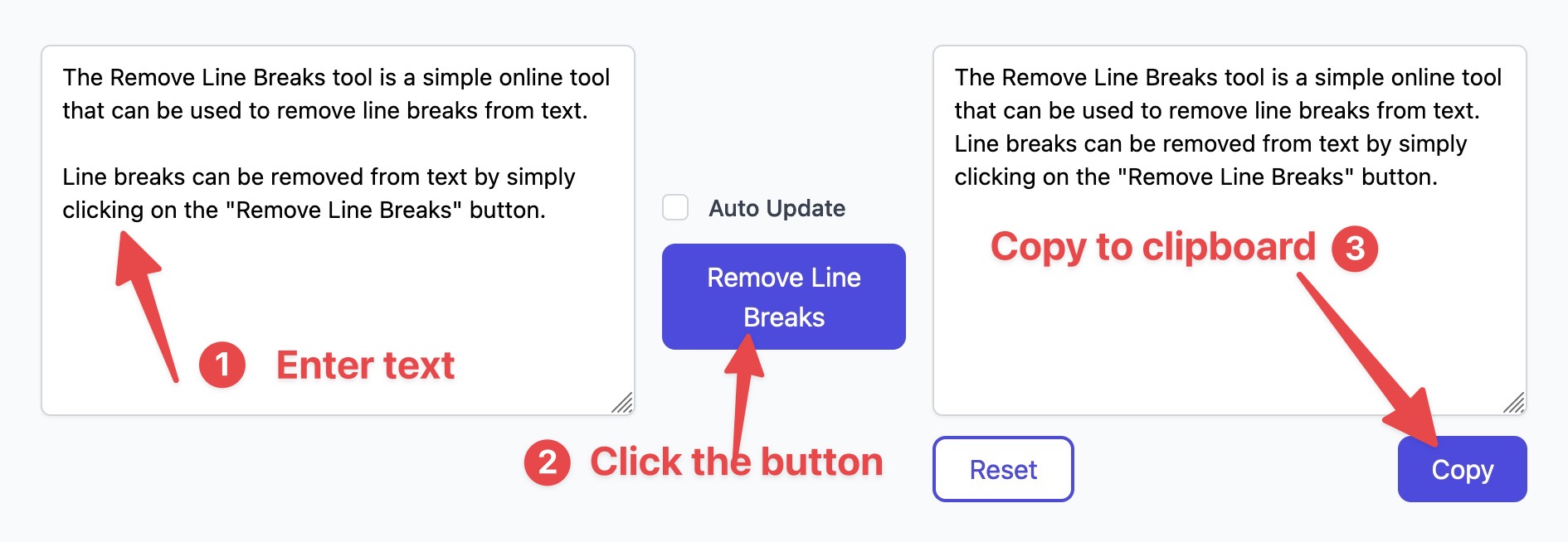 How to use Remove Line breaks tool