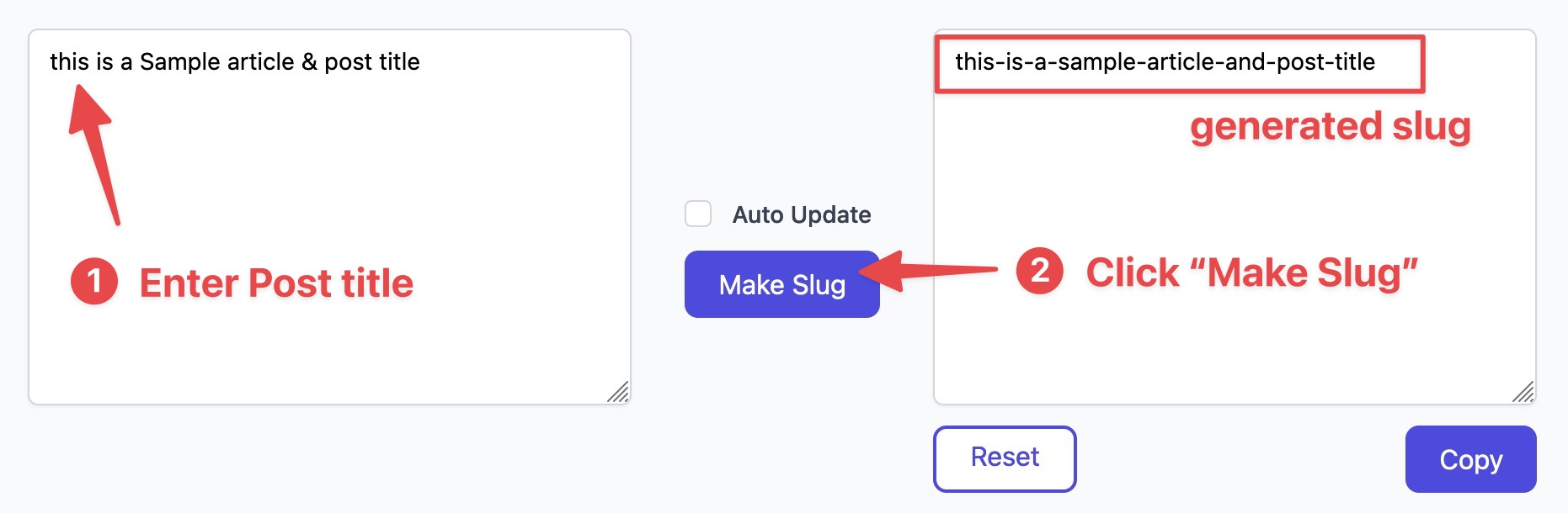 How to use Slug generator tool